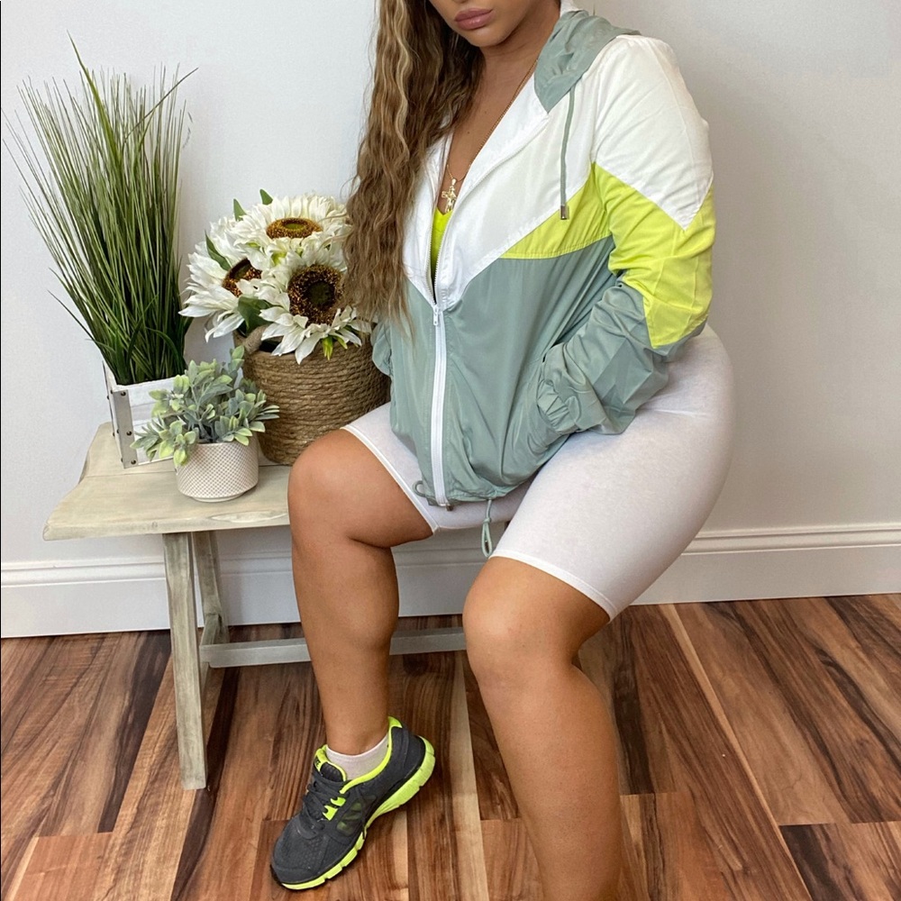 ‼️ Windbreaker Jacket Color Block Stripe Hooded - Picture 4 of 4